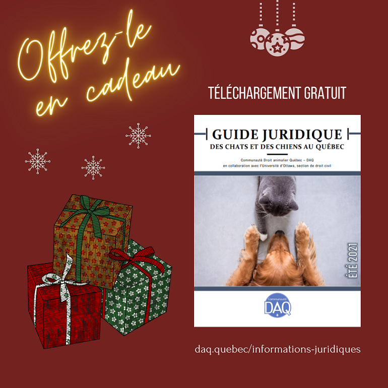 Offrez notre Guide juridique des chats et des chiens au Québec en cadeau