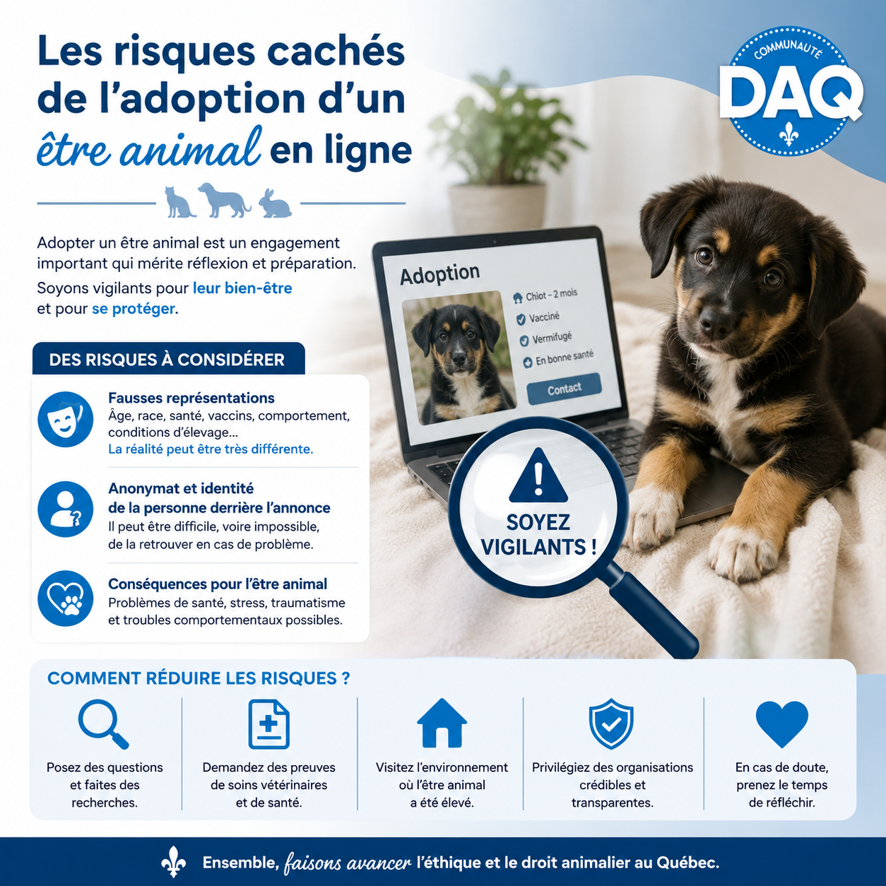 Les risques cachés de l’adoption d’un être animal en ligne – Capsule DAQ N° 100